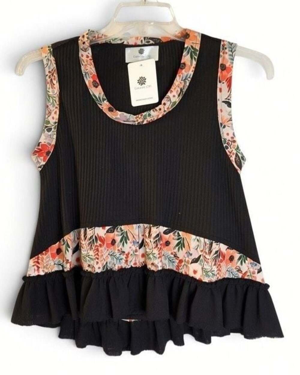 Everyday Chic Melanie Printed Tank Black Small